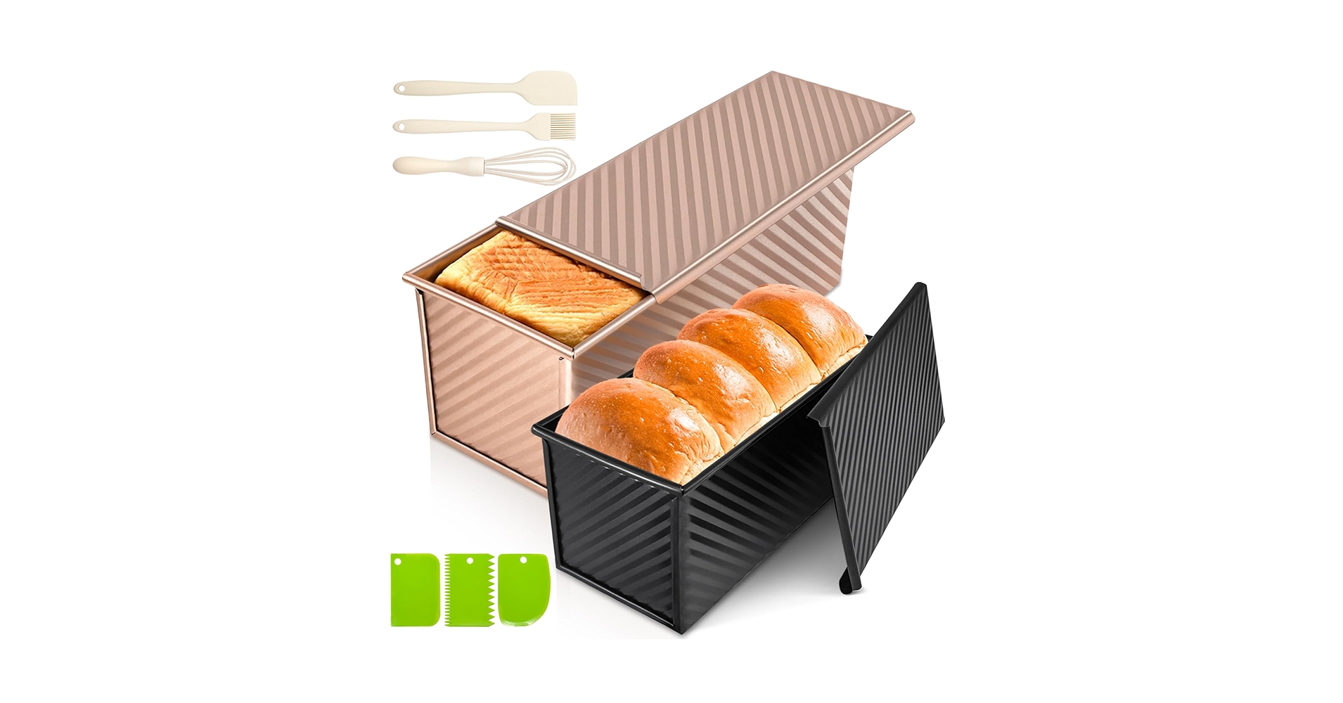 Amazon.com: 2Pack Pullman Loaf Pans with Lids – 2.2 LB & 1
