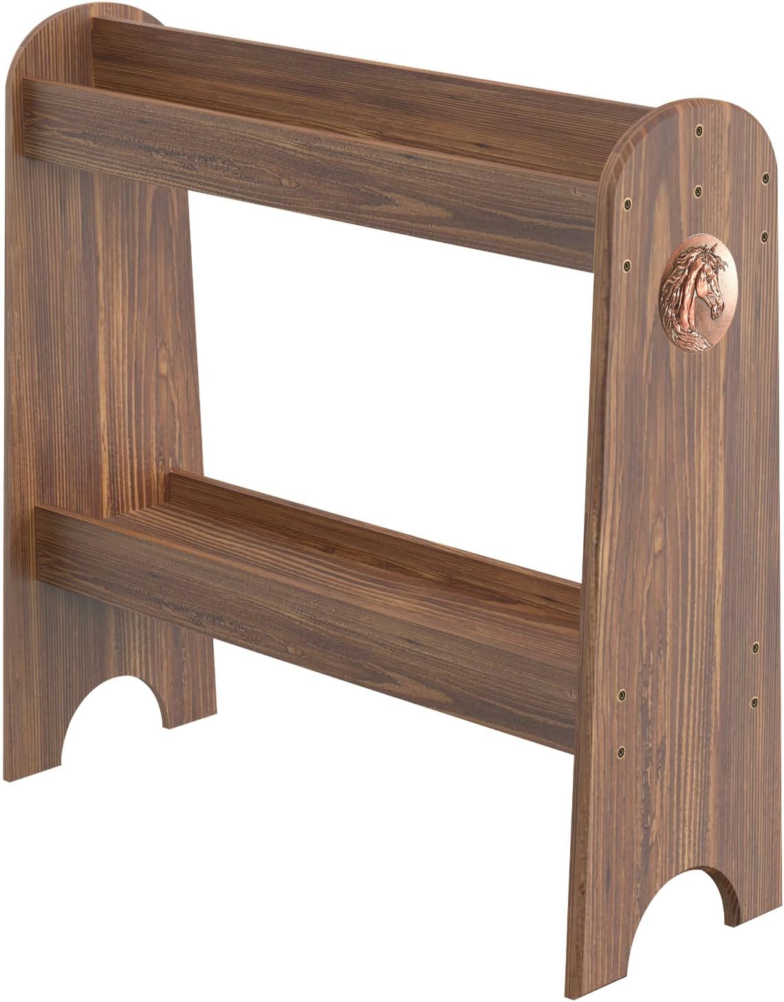 HOTCAN Pine Wood Saddle Rack – Ideal Saddle Stand for Western Saddles and Horse Tack Organizers, Suitable for Displaying Trophy Saddles at Home (Burnt)