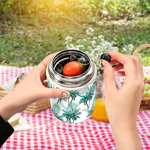 Miniatura 5 de Summer Palm Trees Food Jar with Spoon Stainless Steel Vacuum Insulated Food Container 17 oz Food Thermos for Adults