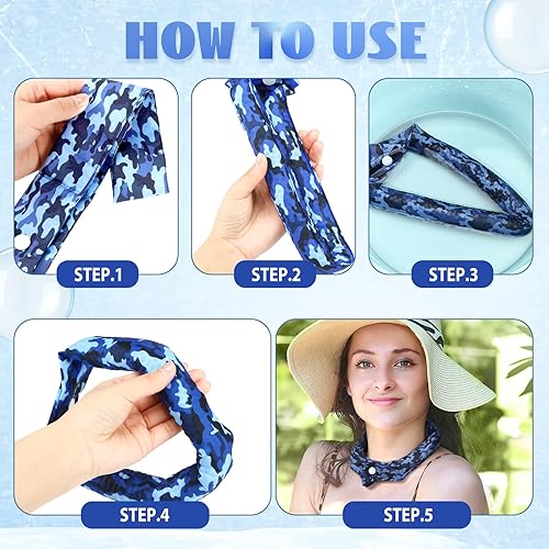 Miniatura 3 de 6 unidades de envoltura refrescante para el cuello, bandana refrescante con botón para el cuello, bufanda fría de hielo para mujeres, verano