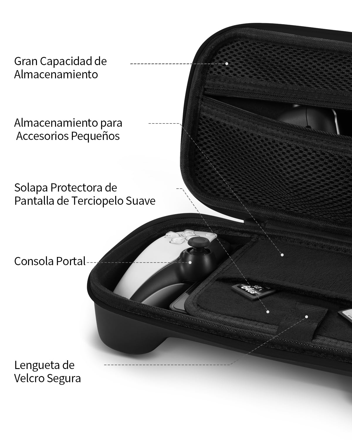PALPOW 8 en 1 Set de Accesorios Compatible con PlayStation Portal, Funda Psportal Rígido con Estuche Protectora Silicona Compatible con PS5, Pantalla Protector con 4 Thumb Grips, Negro