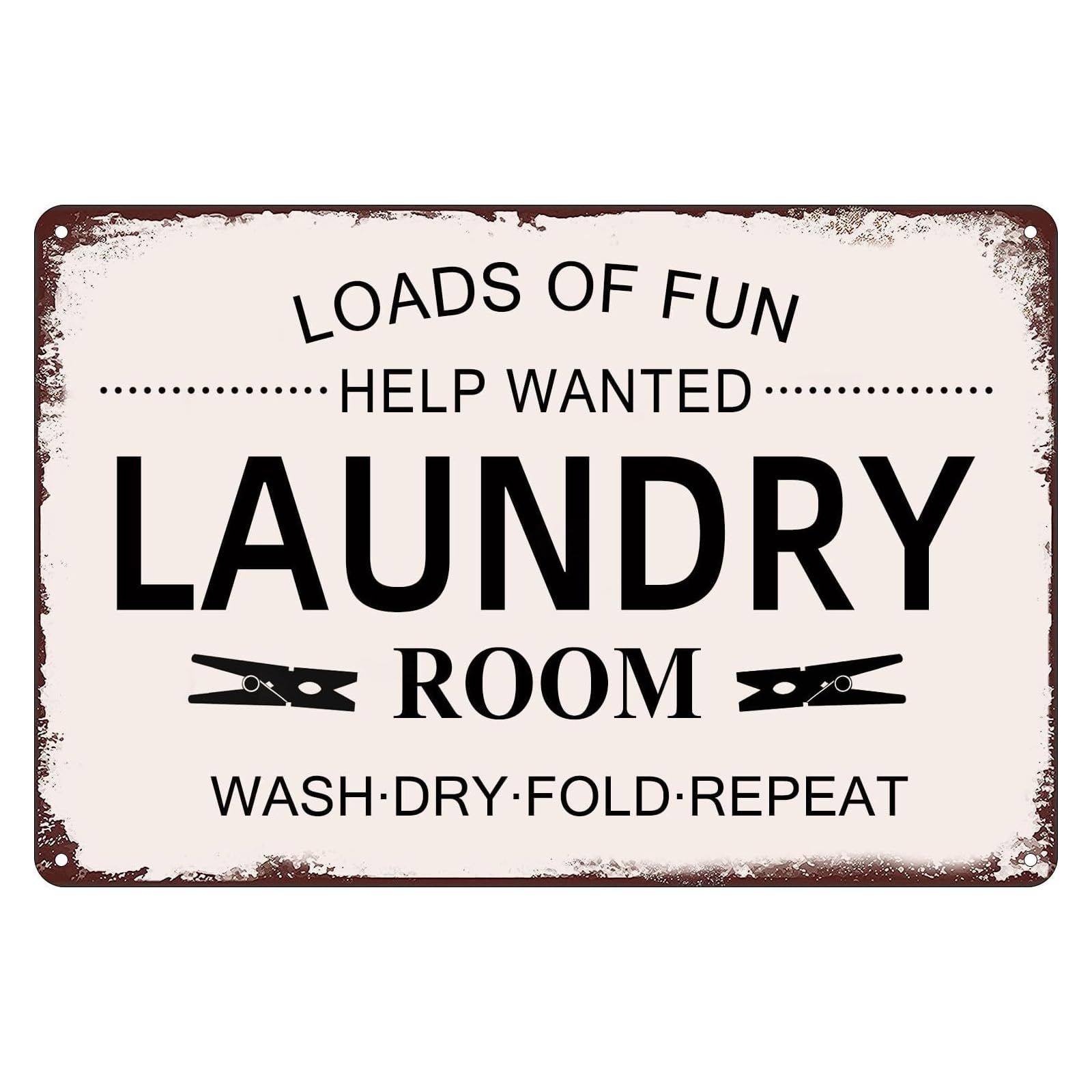Vintage Metal Tin Sign, Laundry Room Help Wanted Funny Wall Decor, 12x8 Inch