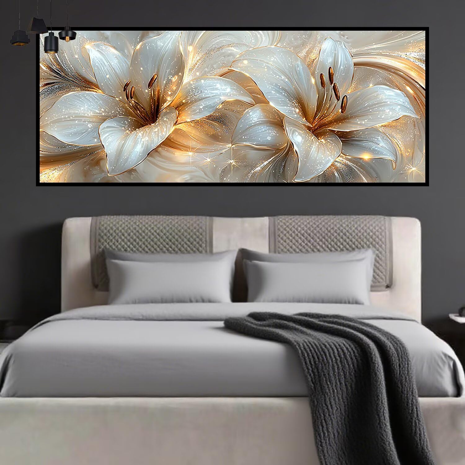 Diamond Painting Kit Completo Fiori Diamond Painting Grandi Dimensioni 150x60cm DIY Pittura Diamante Giglio Passatempo per Adulti, Quadri con Perline Diamantini Crystal Art per Home Decor Regalo C-39