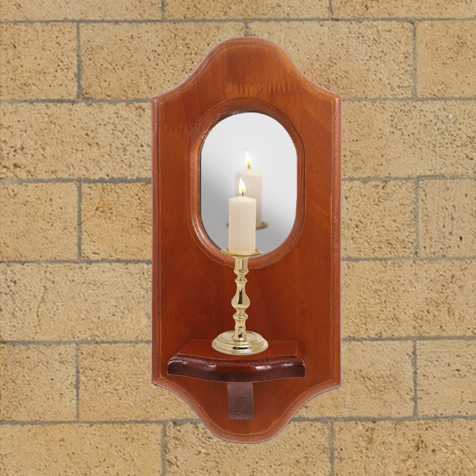 Wandkerzenhalter und Glas mit Vintage Design Braun zur Wandmontage für Wohnzimmer und Arbeitszimmer Dekorative Wanddekoration und Duftkerzenhalter