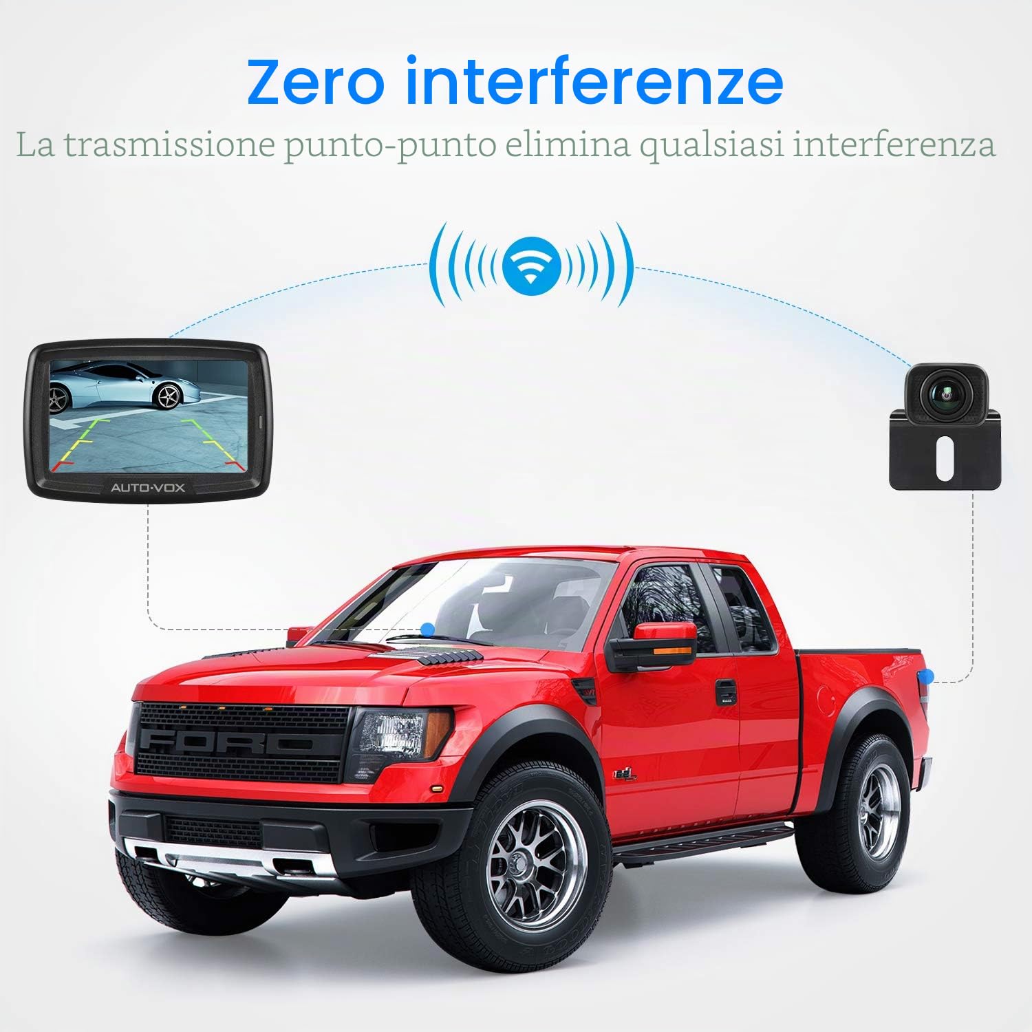 Auto-Vox Cs-2 Telecamera Retromarcia Wireless Con Monitor Per Auto 4,3", Segnale Digitale Stabile, Telecamera Retromarcia Impermeabile Per Auto Con Visione Notturna Chiara Per Camion/Suv/Furgoni