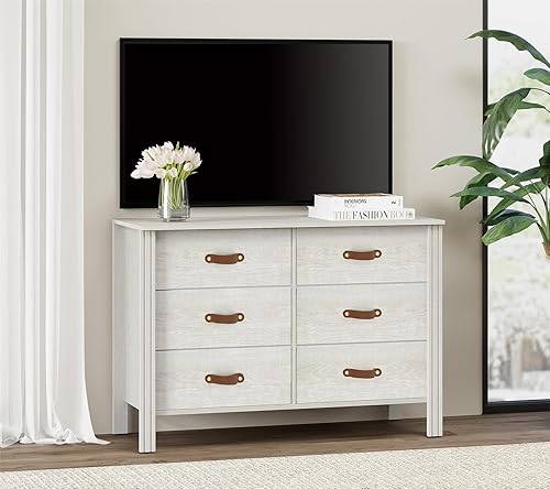 Miniatura 7 de WAMPAT Cómoda para niños, cómoda blanca con 6 cajones, organizador de almacenamiento para armario de bebé, cómoda y cómoda para guardería, sala de