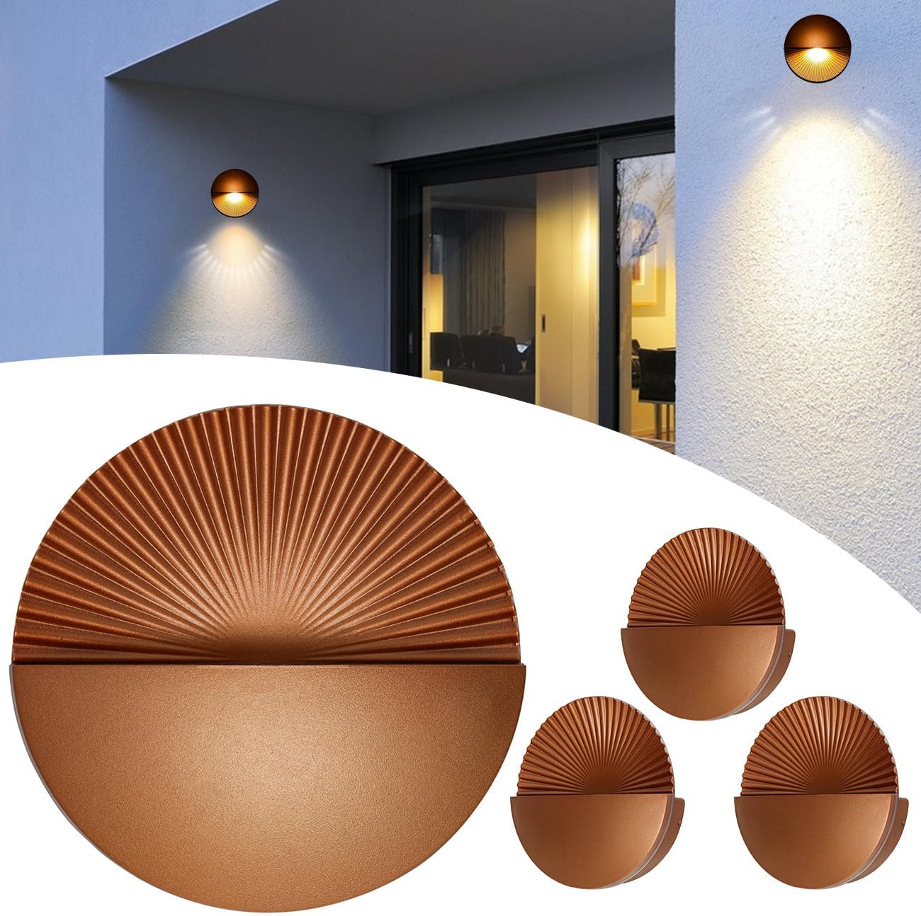 6W Wall Sconces for Exterior Decorative Modern Wall Light Fixtures,Waterproof Porch Lights,110V 3000K Wall Lamps for Patio Front Door Entryway 4-Pack(Gold)