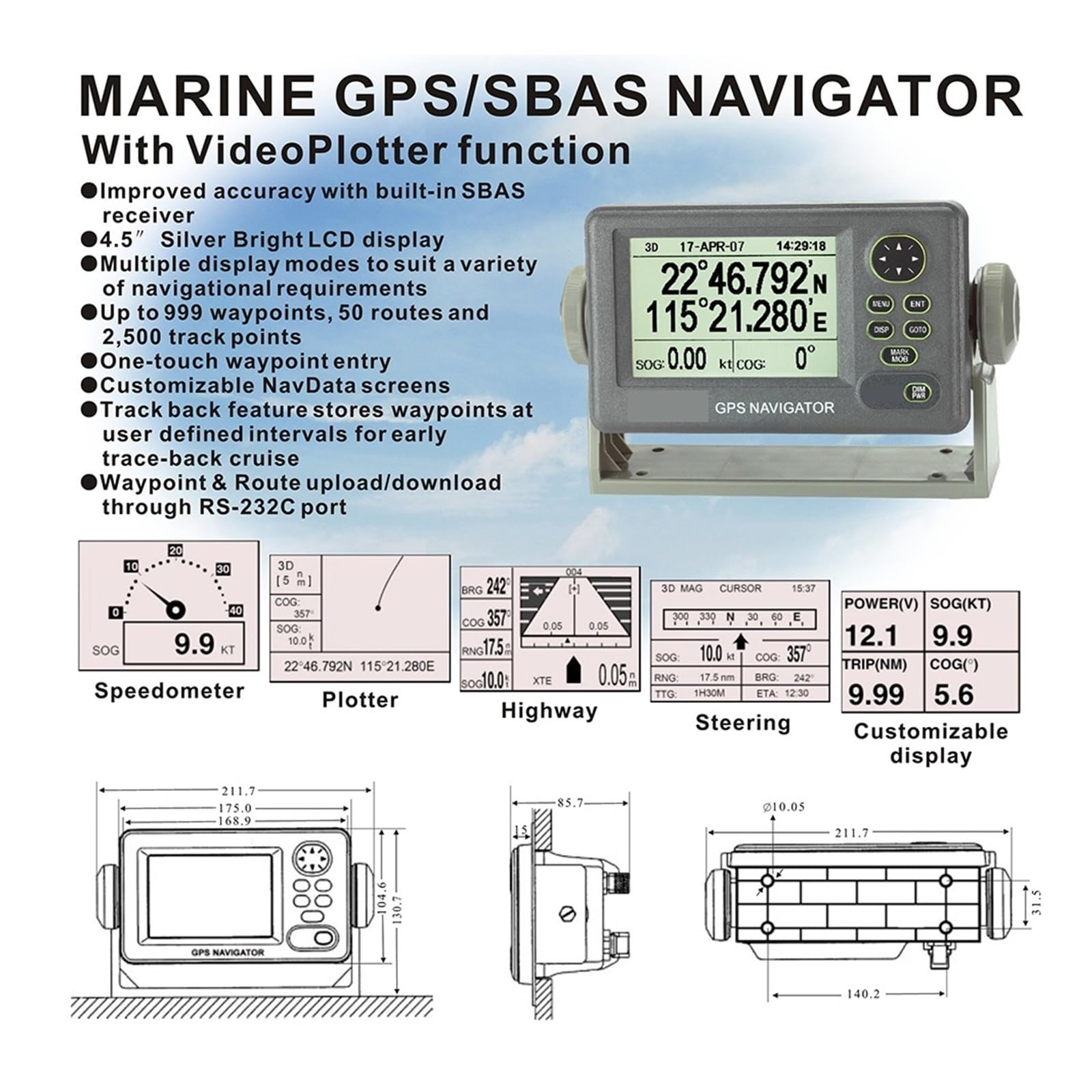 GPS/SBAS Morski Nawigator GPS AIS Transponder Plotter Map Łodzi Lokalizator Nawigacji Odbiornik Pozycjonujący Precyzyjna Nawigacja
