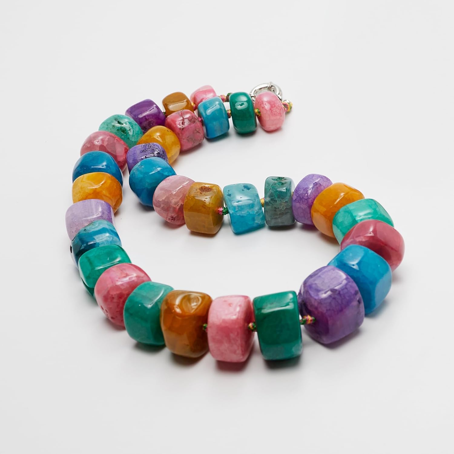 Women's Handmade 14-18mm Faceted Natural Gemstone Beaded Necklace, Chunky Statement Beaded Necklace for Women Girls - Gift Boxed Ideal Gift for Her