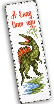 Povitrulya Dinosaur Counted Cross Stitch Kit Spinosaurus - DIY Bookmark Set for Hand Embroidery