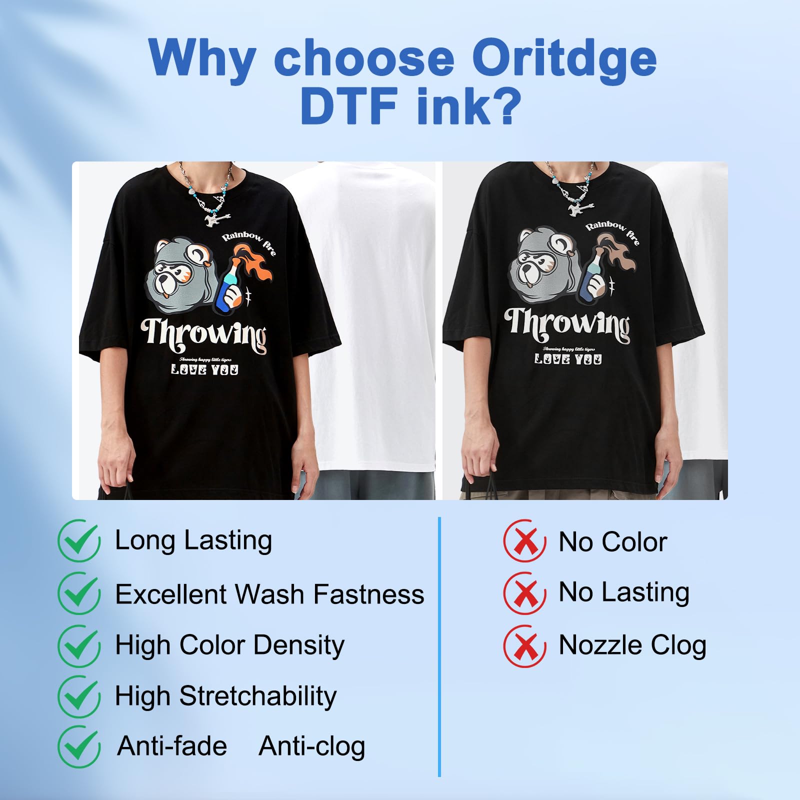 DTF Tinte 1500ml, DTF Transfertinte für DTF Nachfülltinte kompatibel mit Epson DTF Drucker DX5 DX7 R2400 P400 P800 XP600 I3200 4720 TX800 ET-8550, XP-15000, L1800, L805, R1390(CMYK+2WH)