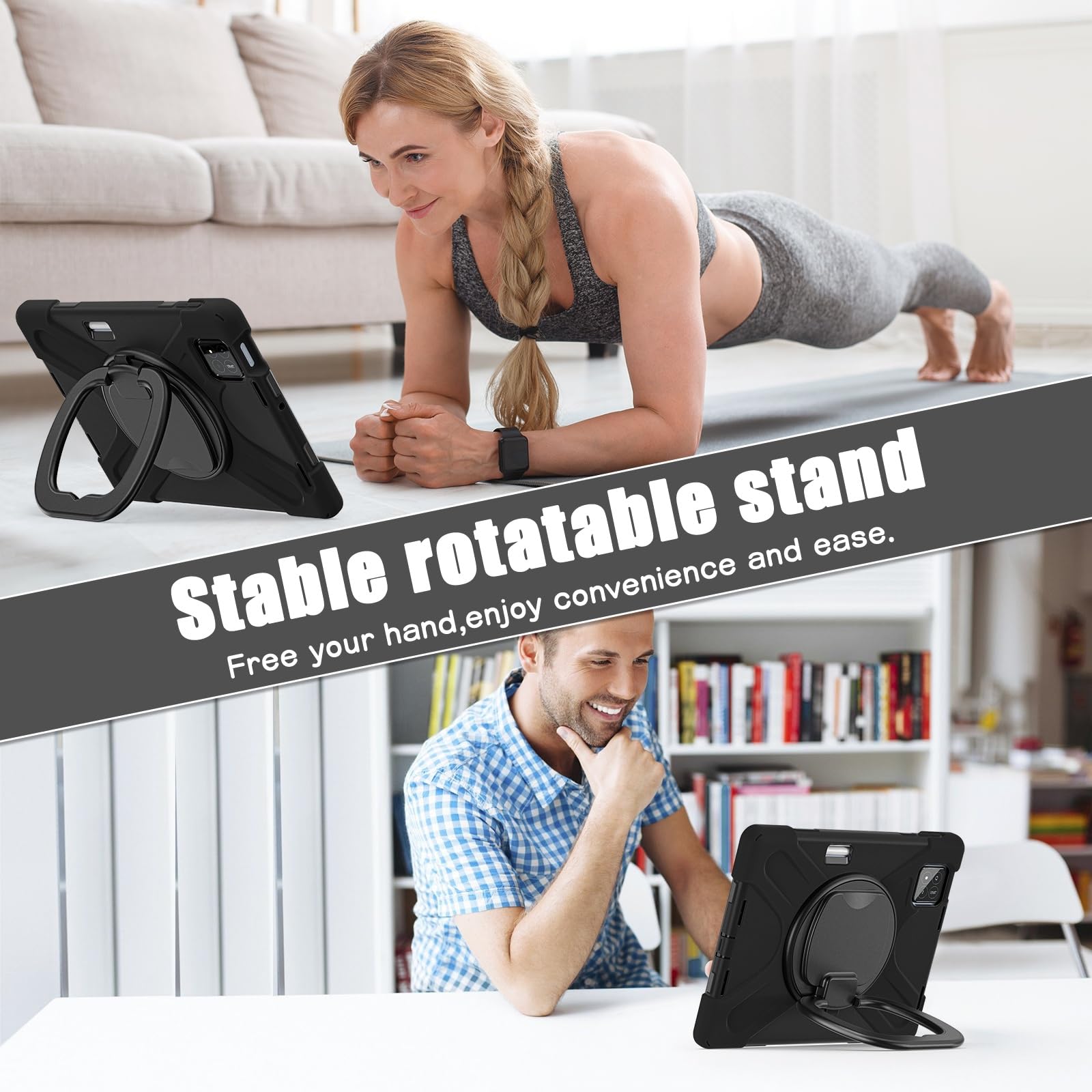 Custodia protettiva per tablet Custodia resistente for Xiaomi Pad 8 / Pro | Antiurto, cavalletto girevole a 360°, tracolla e tracolla, copertura robusta, for versione 2025 da 11,2"(Siyah)