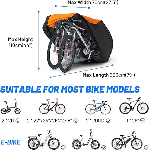 Miniatura 7 de Favoto Funda impermeable para bicicleta al aire libre, resistente al agua, a prueba de rayos UV, nieve, viento, con agujero de bloqueo antirrobo,