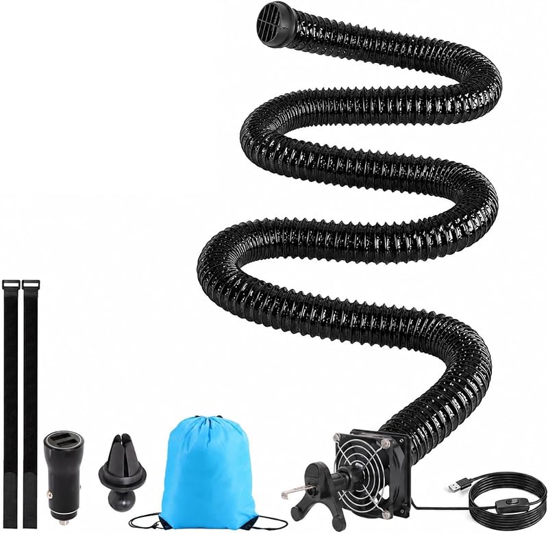 Extensor de duto de ar-condicionado automotivo BEUTFQL com ventilador USB, mangueira retrátil de até 3,05 m – Kit completo