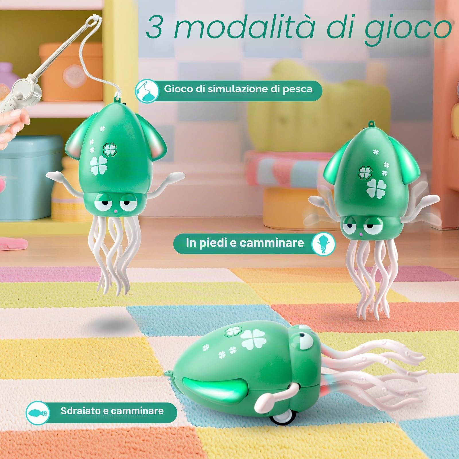 Giocattoli per Elettrico Polpo Danzante, Polpo Danzante con Luci e Musica, Giocattoli Interattivi Ricaricabili per Bambini, Regalo di Natale e di Compleanno per Maschietti e Femminucce