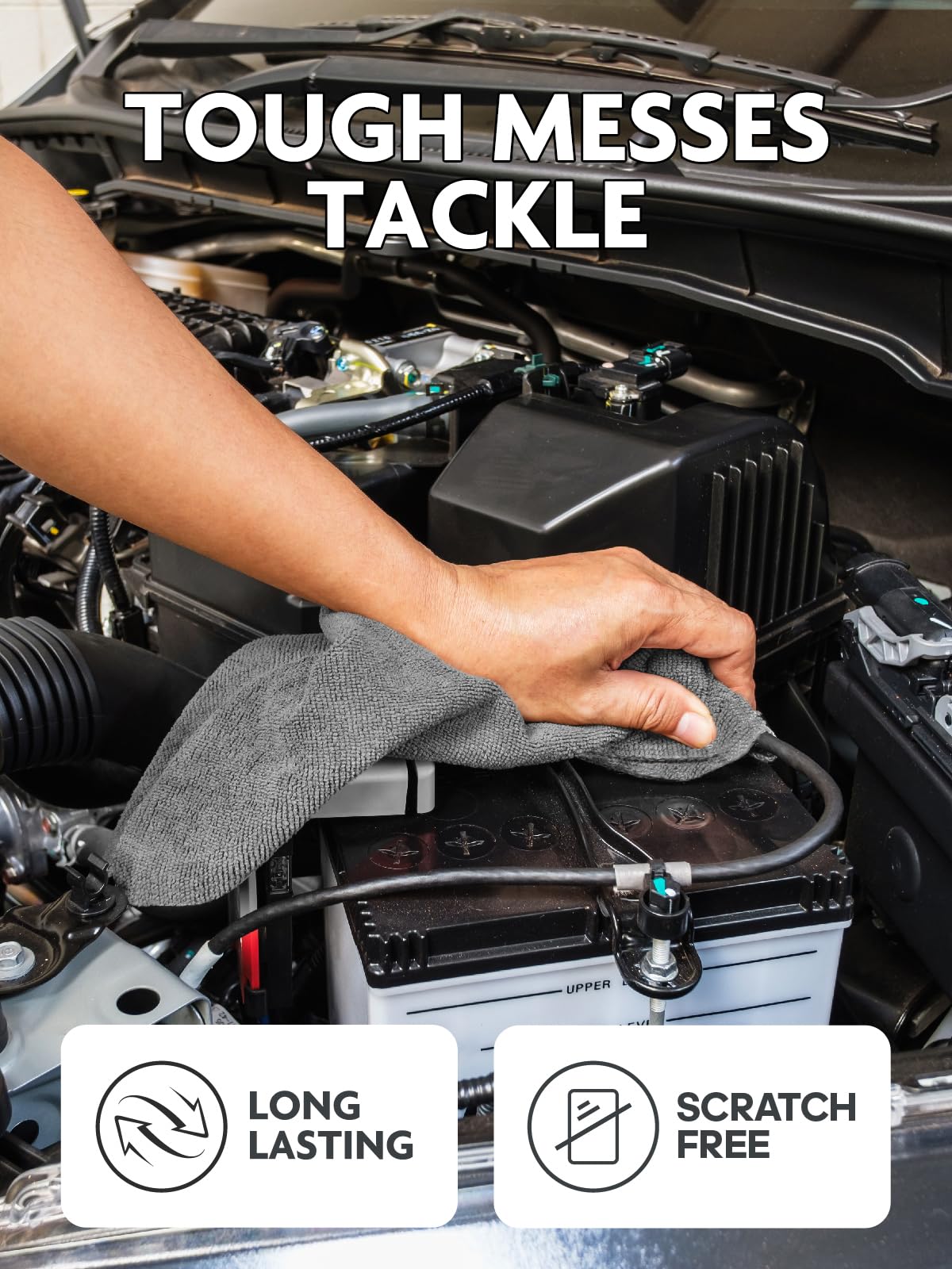 Tear-A-Rag Roll -50 Pack 12 x 12 Microfiber Cleaning Cloth Reusable Towels for Home auto and Shop Grey — view 3