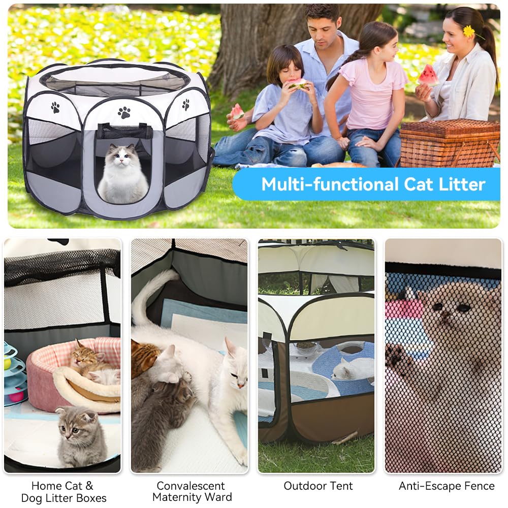 Parc Pour Chiot 110x110x60 Cm – Enclos Pliable, Portable, Avec Sac De Rangement – Idéal Pour Chiens, Chats, Lapins, Intérieur Et Extérieur