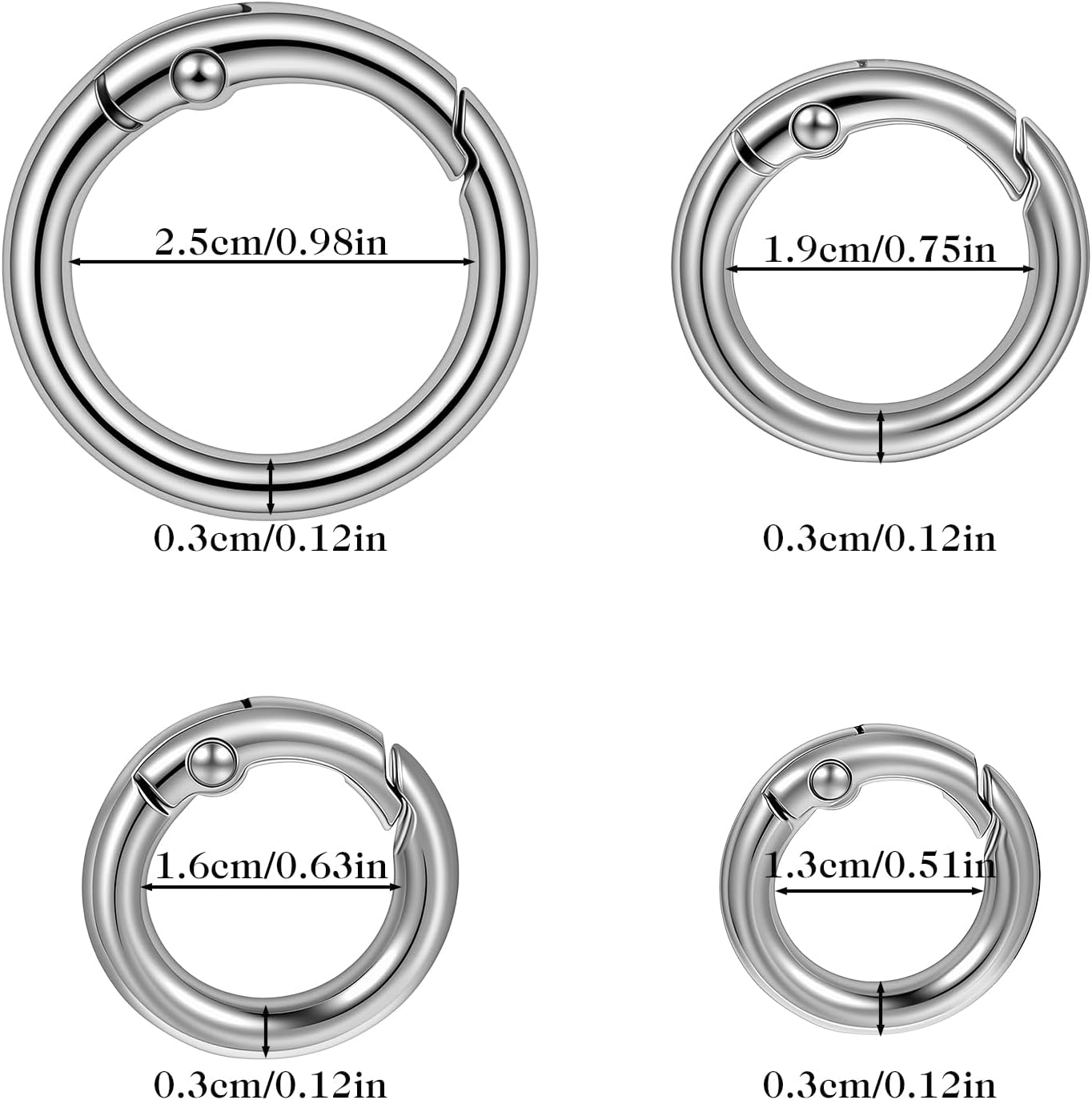 JJUNW 20Pcs Spring O Rings Clip Keychain, Key Ring Clip, Spring Ring Clasp Keyrings Snap Hook Buckle for Keychains, Purse, Bag, Handbag image 2