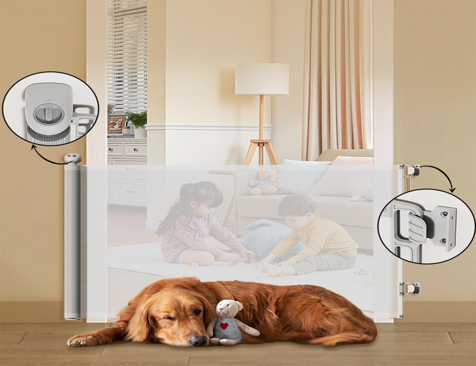 Cancello retrattile per bambini, 86 x 140 cm, rotolo di sicurezza per scale per neonati e animali domestici, cancelli a barriera estensibile (grigio)