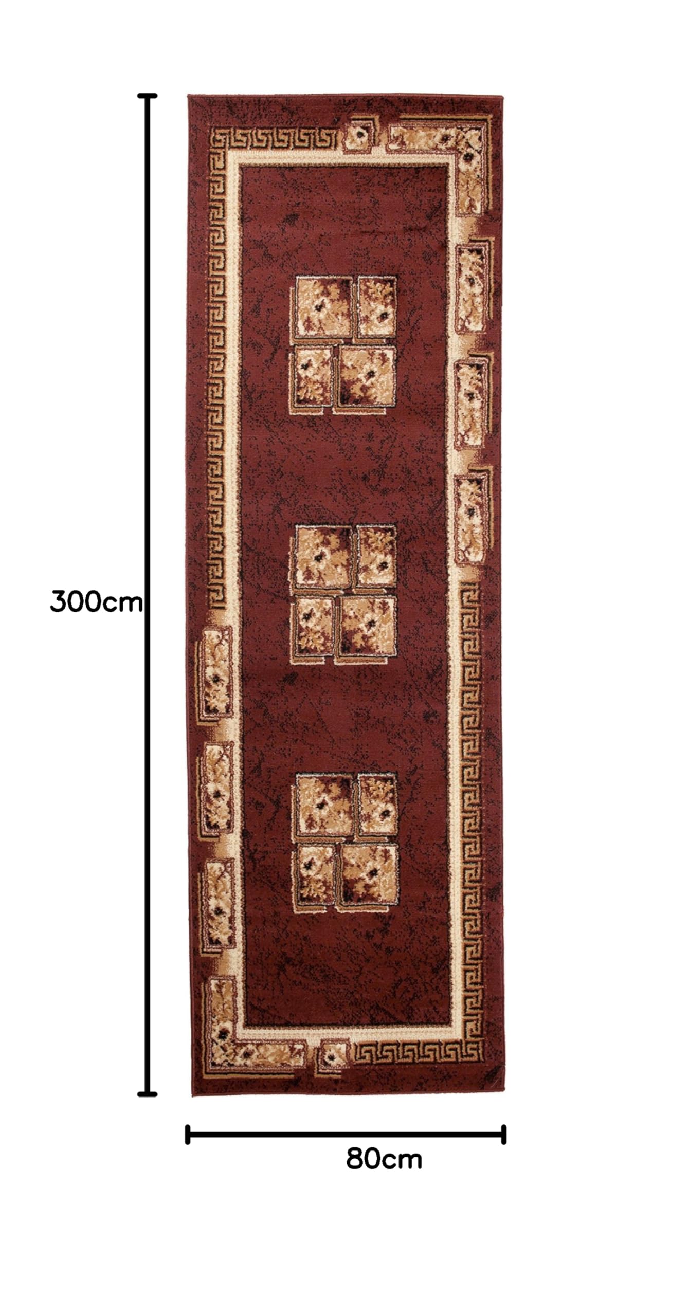 Tapiso Atlas chodnik z krótkim włosiem, designerski dywan do salonu, brązowy, beżowy, nowoczesny, kwiatowy, grecki wzór, do sypialni, Ökotex 80 x 300 cm