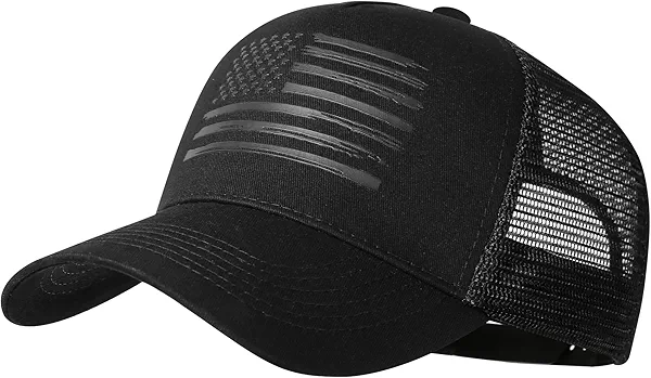 Baseball Cap, American Flag Trucker Hat for Men Women, Breathable Adjustable Fit Outdoor Mesh Snapback Hats