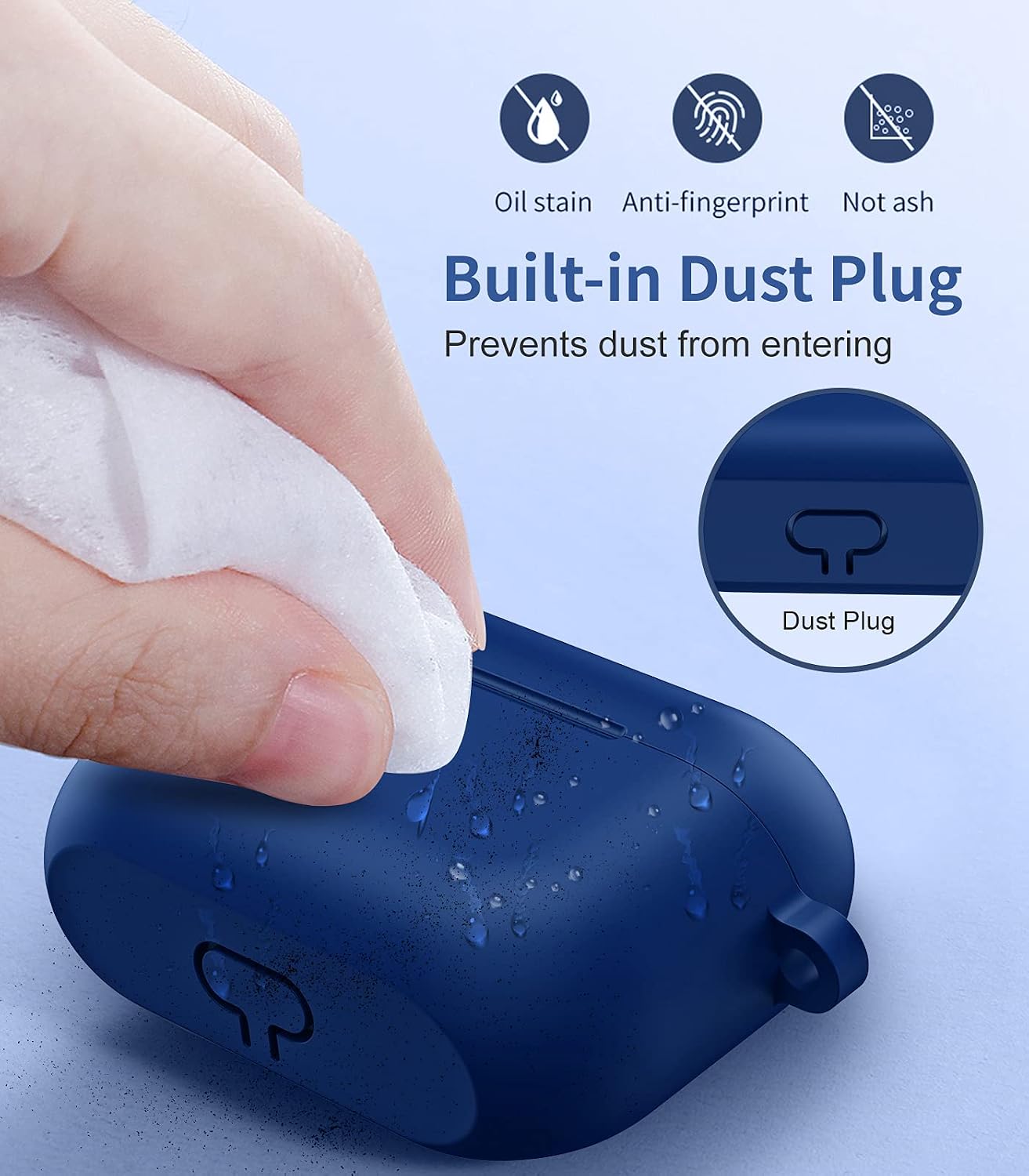 MARGE PLUS for Airpods Pro Case Cover, Premium Silicone Cover Shock Resistant Case with Carabiner Compatible with Airpods Pro [Front LED Visible]