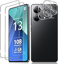 Vanrain Film for Xiaomi Redmi Note 13 4G, 2 + 2 Pieces Tempered Glass for Redmi Note 13 4G Screen Protector and Camera Film, 9H Hardness HD Definition Anti Scratch