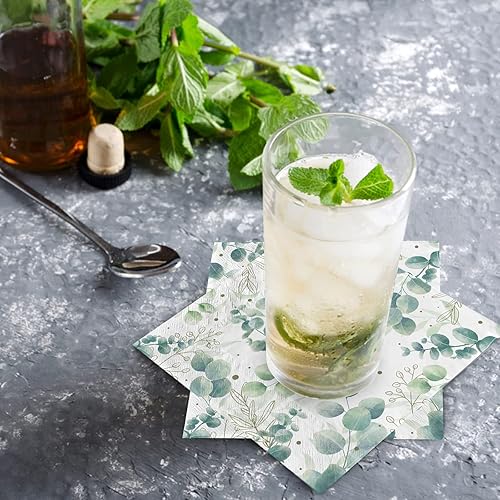 Miniatura 6 de Servilletas de papel desechables de color verde salvia de 3 capas para baño, servilletas de eucalipto para bebidas de salvia, baby shower, fiesta,