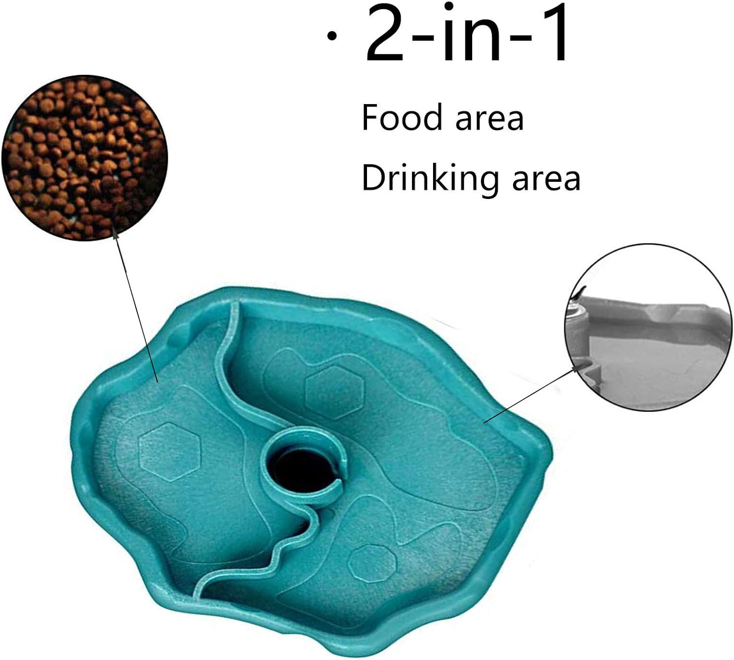 X-zoo Bowls for Reptiles Amphibians, Reptile Supplies Turtle Accessories 2 IN 1 Reptile Feeding Dish Automatic Dispenser Tortoise Water Dish, Lake Blue