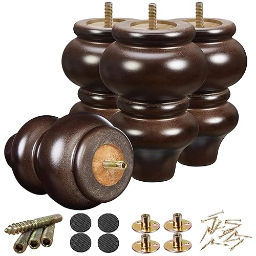 SHANJUE 5 Inch Wood Furniture Legs Set of 4, Solid