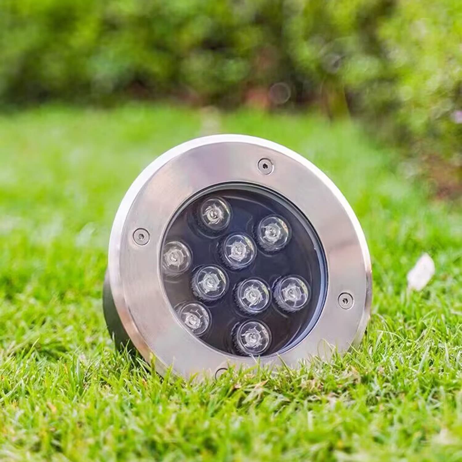 Faretto da incasso a LED for esterni - Luce subacquea impermeabile IP68, Lampada da giardino interrata in acciaio inossidabile CA 12V, for laghetto, piscina, illuminazione del paesaggio (Color : Warm
