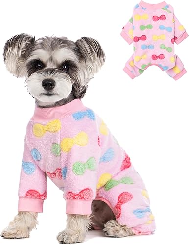 Pijama de perro con lazo rosa para cachorros, ropa de invierno para perros pequeños, chihuahua yorkie, suéter para perros y mascotas, ropa de Pijama de perro con lazo rosa para cachorros, ropa de invierno para perros pequeños, chihuahua yorkie, suéter para perros y mascotas, ropa de
