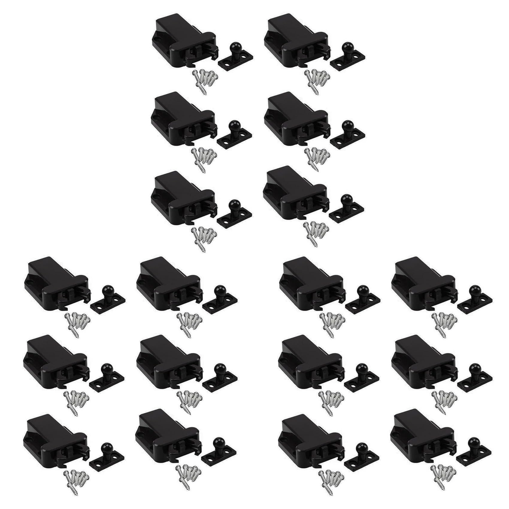 Jnchdghwa Black 18-Pack Non-Magnetic Push To Open Catch Lock Drawer Cabinet Catch Press Cupboard Bedroom