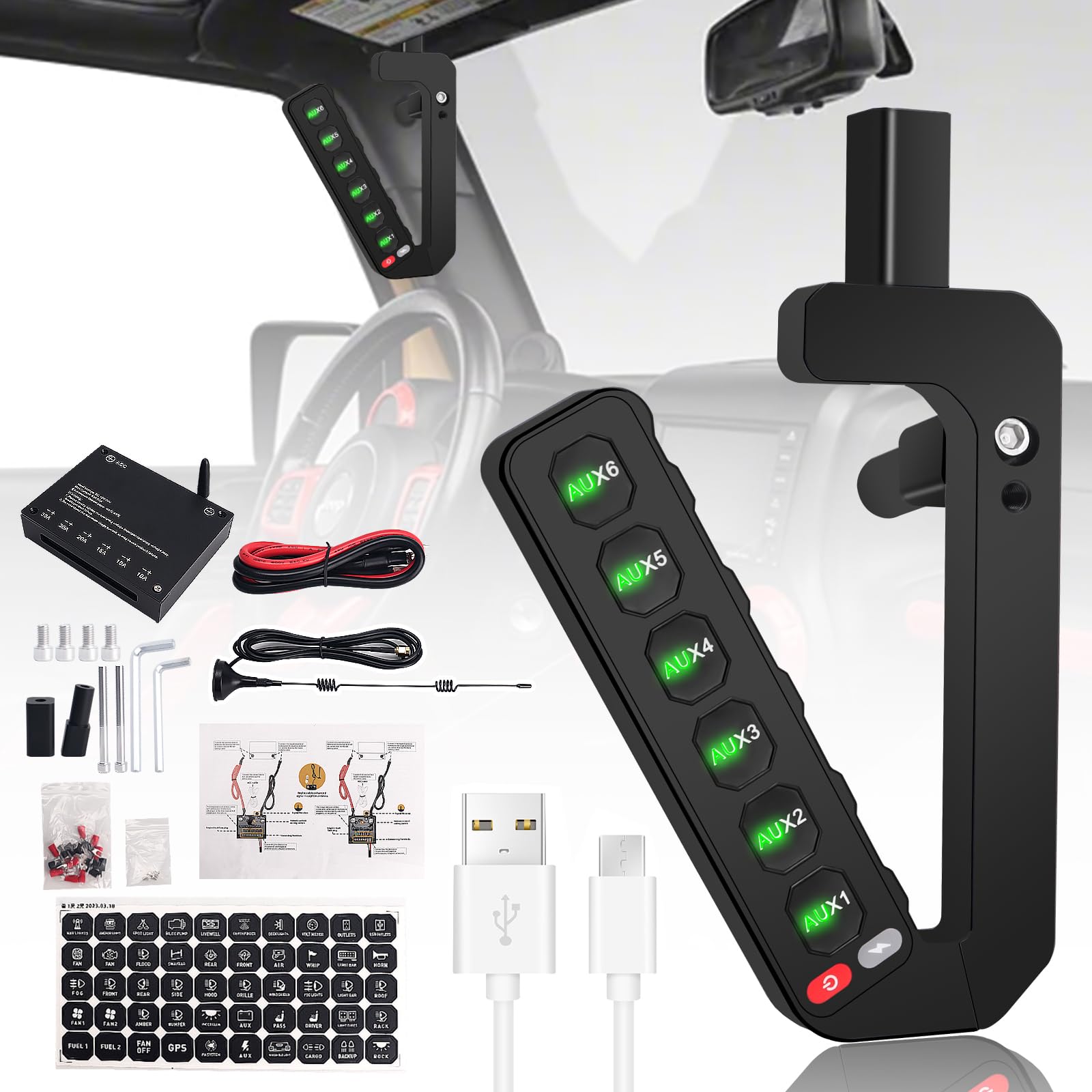 Amazon.com: ADTOPI Grab Handle Switch Panel for JK, 6 Gang