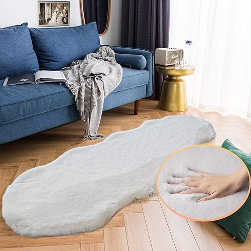 Miniatura 2 de Alfombra lavable de pelo sintético de conejo para dormitorio en gris claro, esponjosa, para sala de estar, alfombra antideslizante de pelo sintético