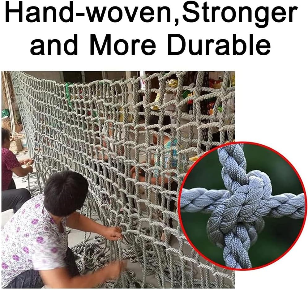 Heavy Duty Climbing Net for Playground Safety, Cargo Net for Balcony & Tree House, Durable Rope Ladder Frame, 8x8.5m Climbing Equipment for Kids' Outdoor Fun