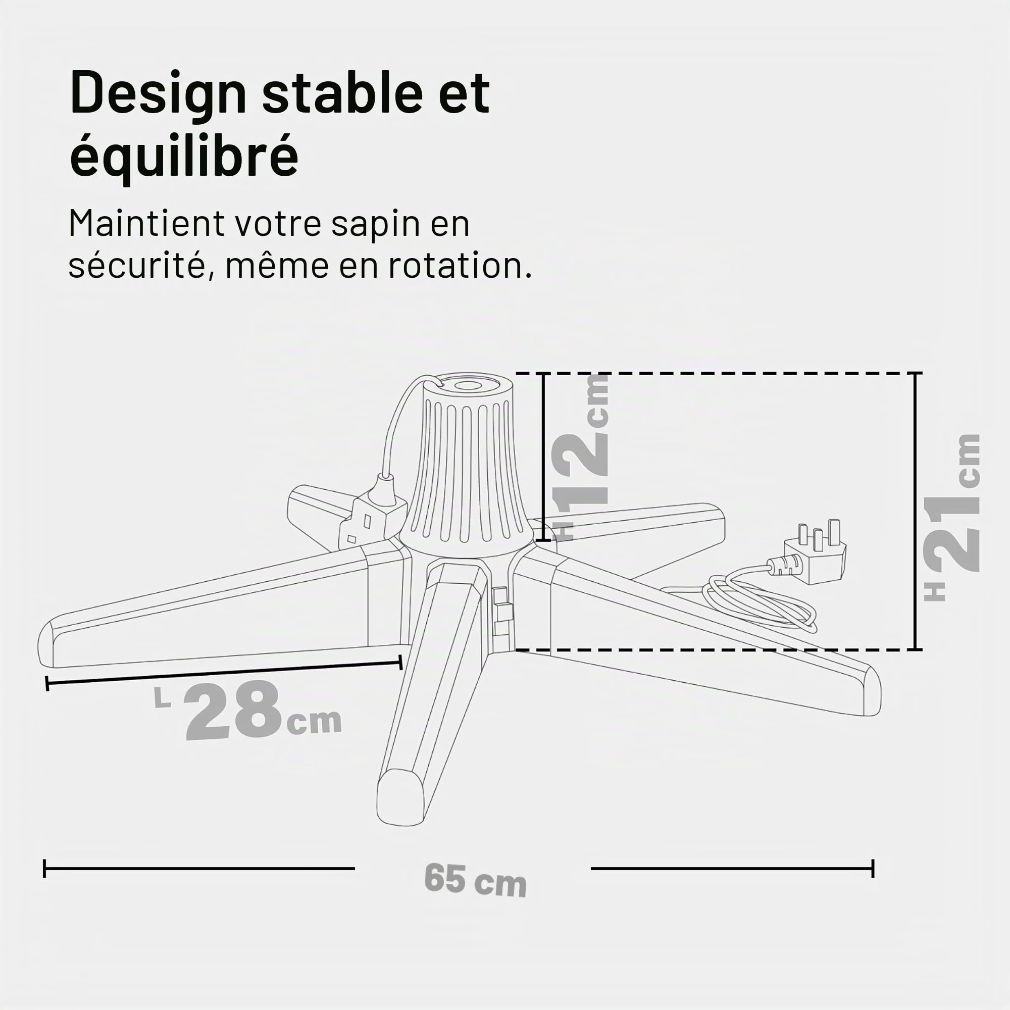 Support de sapin de Noël artificiel rotatif à 360°, support rotatif réglable pour sapin de Noël artificiel rotatif pour décoration de maison, festival, jusqu'à 2,4 m et 35 kg