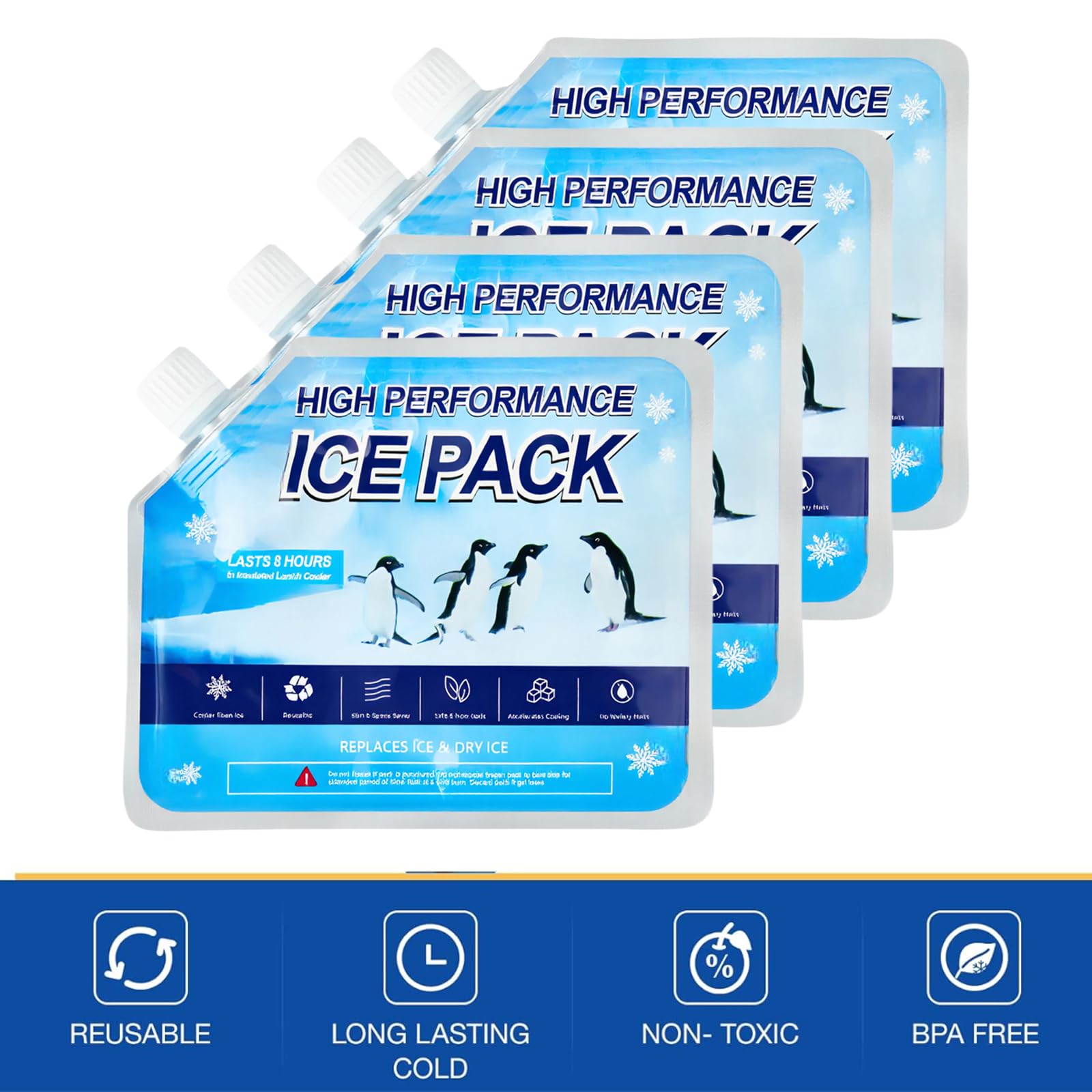 Everlasting Ice RX - Paquetes de hielo reutilizables para enfriador (paquete de 4) hasta 48 horas, paquetes de congelador para enfriadores y loncheras, pequeño