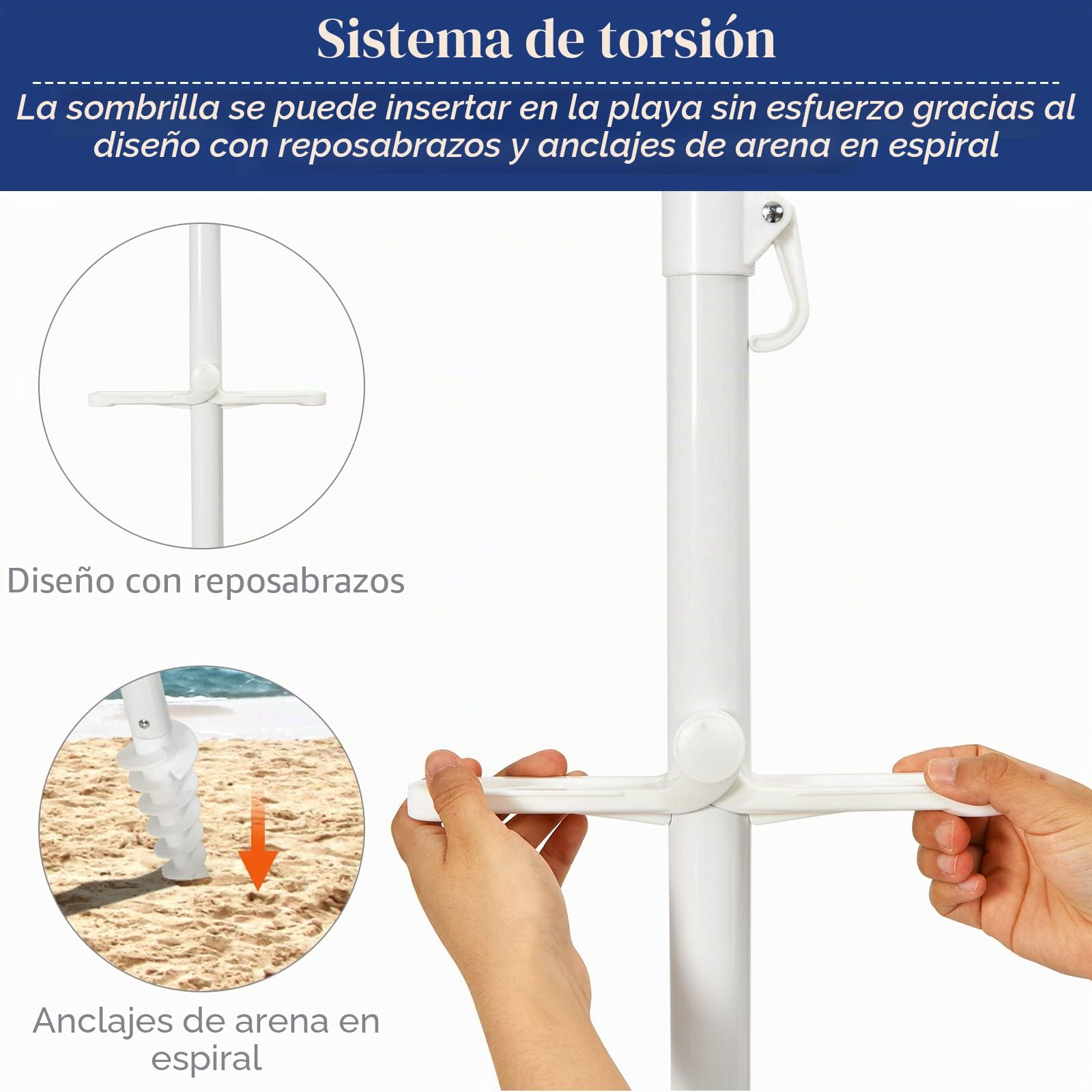 KOMFOTTEU Sombrilla Inclinable de 200 cm, Parasol de Playa con Soporte para Bebidas y Bolsa de Transporte, Paraguas de Balcón Plegable con Protección Solar, Resistente a la Intemperie