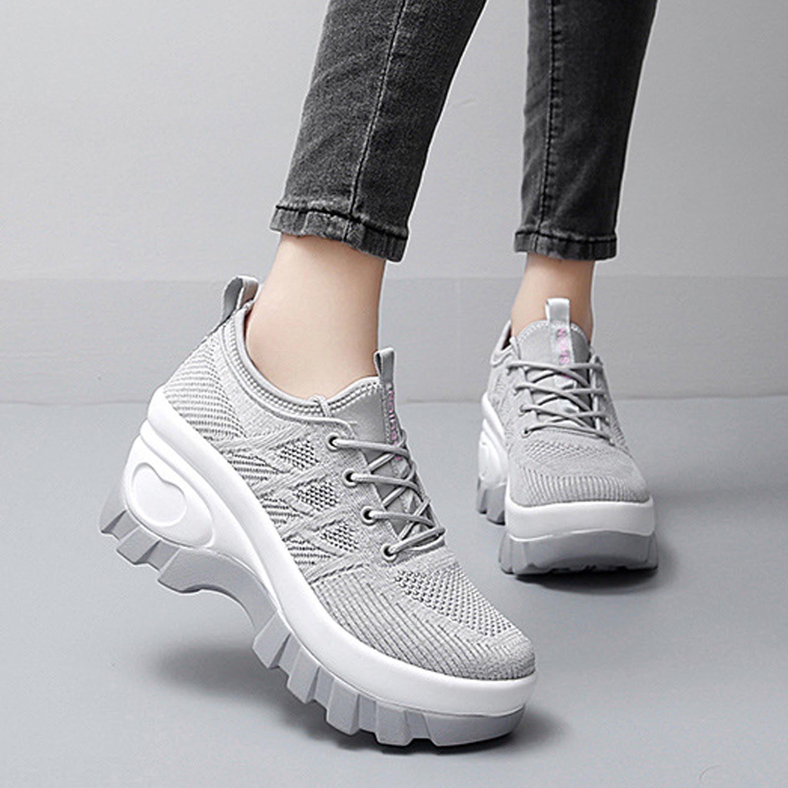 Zapatillas con Plataforma para Comodidad Diaria y Uso Casual al Aire Libre. Zapatos de Caminar de Suela Gruesa y a la Moda para Todo el día.