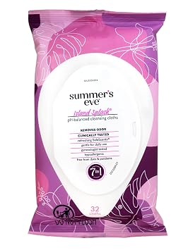 Summer's Eve Island Splash Refreshing Daily Feminine Wipes, Removes Odor, pH Balanced, 32 Count - 2 Pack