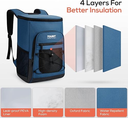 Miniatura 7 de TOURIT Mochila térmica térmica a prueba de fugas, ligera, para pícnics, camping, senderismo, playa, viajes