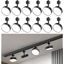 رؤوس إضاءة LED منتشرة للمسار رؤوس إضاءة مسار من النوع H تركيبات إضاءة مسار المطبخ القابلة للتعتيم في السقف، متوافقة مع قضبان المسار H - خالية من الوميض CRI90+ 3000K 12W 1000lm، عبوة من 12 قطعة باللون الأسود