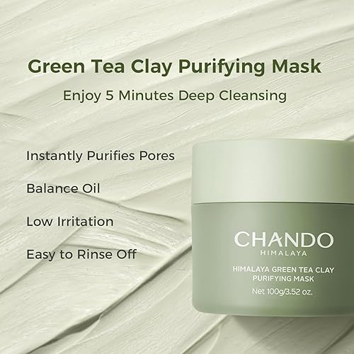 Miniatura 2 de Máscara purificadora de té verde, mascarilla de arcilla facial natural, limpieza profunda de poros con extracto de té verde y extracto de portulaca,