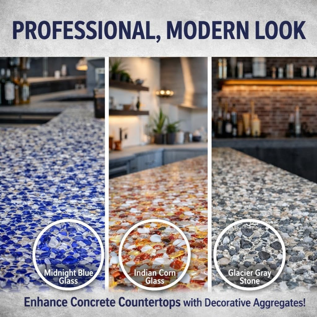 Terrazzo Grade Decorative Aggregate Stones for Countertops, Terrazzo Flooring, Outdoor Gardens, etc. (5, Earth Blend Glass)