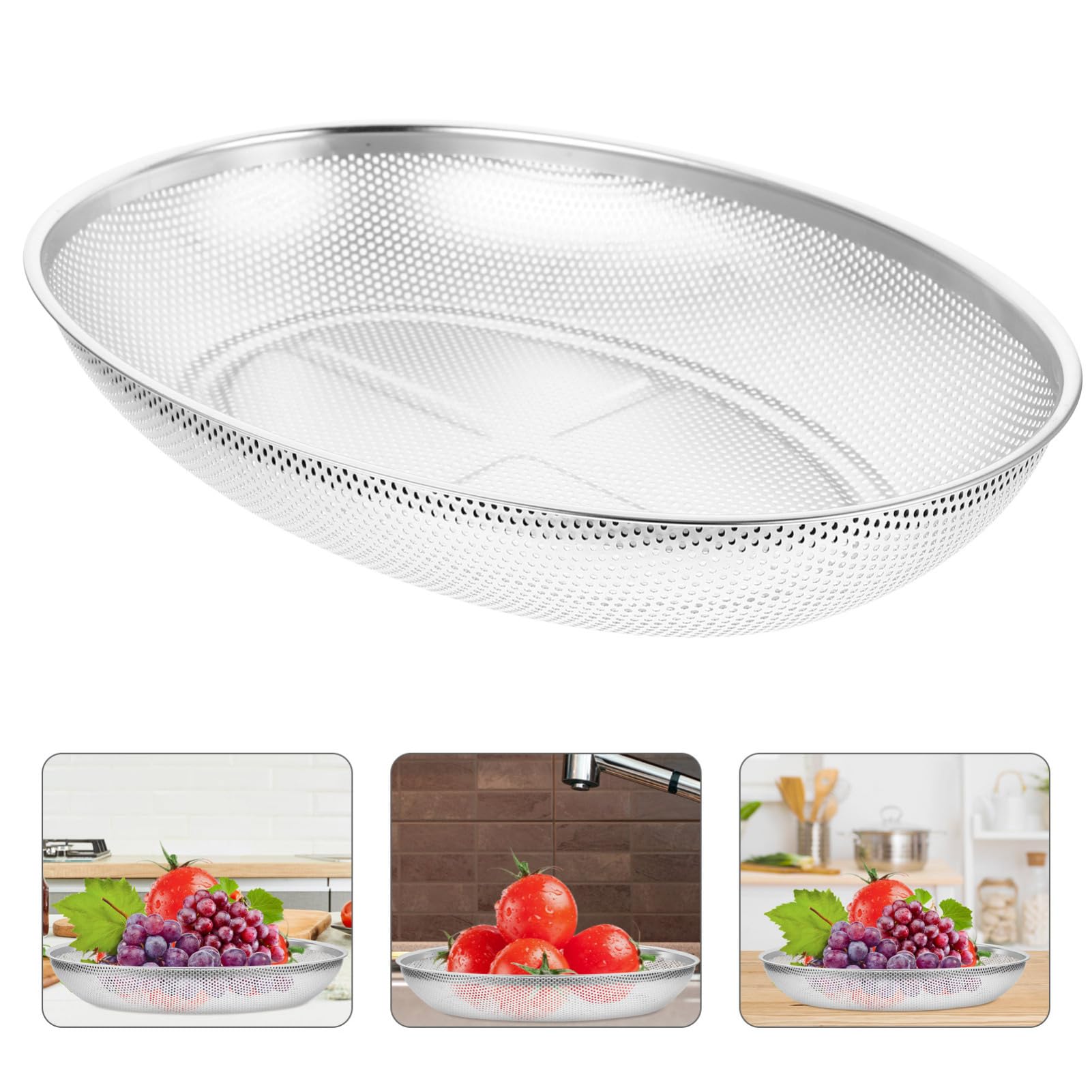 Cabilock 2 Piezas Colador Inoxidable para Cocina Escurridor Multifuncional con Fina para Lavar Verduras y Frutas Resistente y Duradero