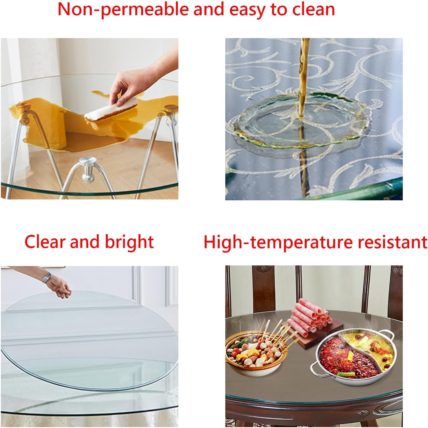 Tempered Glass Table Top, Round Transparent Table Surface, Safe Beveled Edge, Multiple Sizes, for Dining Table, Office Table, Side Table,(7OCM (28IN))