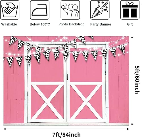Miniatura 2 de Avezano Decoraciones de granja, telón de fondo para puerta de granero, temática de animales, pancarta de cumpleaños rústica, accesorios de