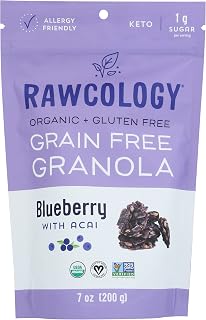 Rawcology Raw Crunch Granola, Blueberry with Acai, USDA Certified Organic, Vegan, Nut Free, Dairy Free, Soy Free, Gluten Free & Non-GMO, 7 Ounce (Pack of 6)