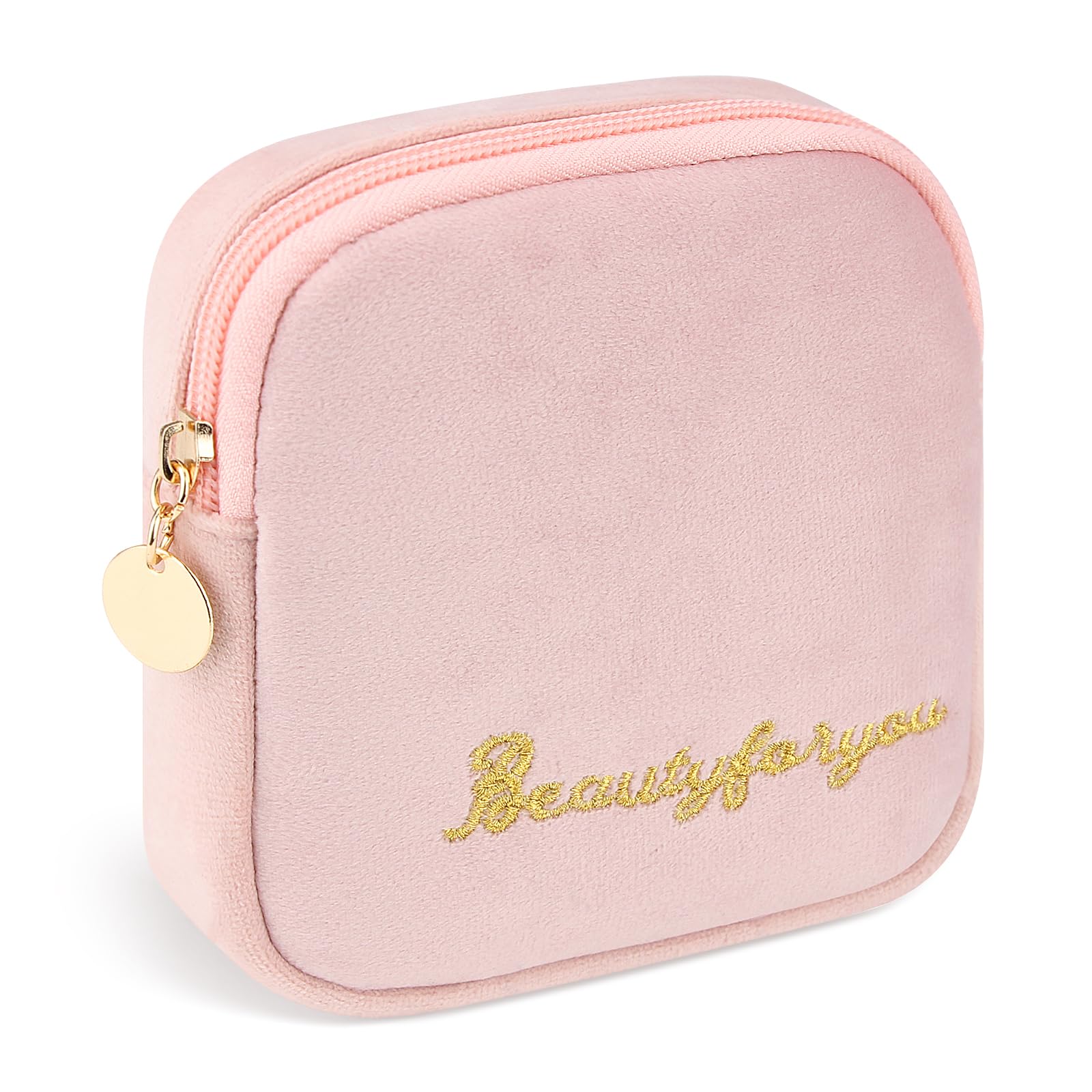 Flannel Sanitary Napkin Storage Bags for Women Portable Period Kit Menstrual Cup Pouches Feminine Pad Holder Tampons Collect Bags with Zipper Pink